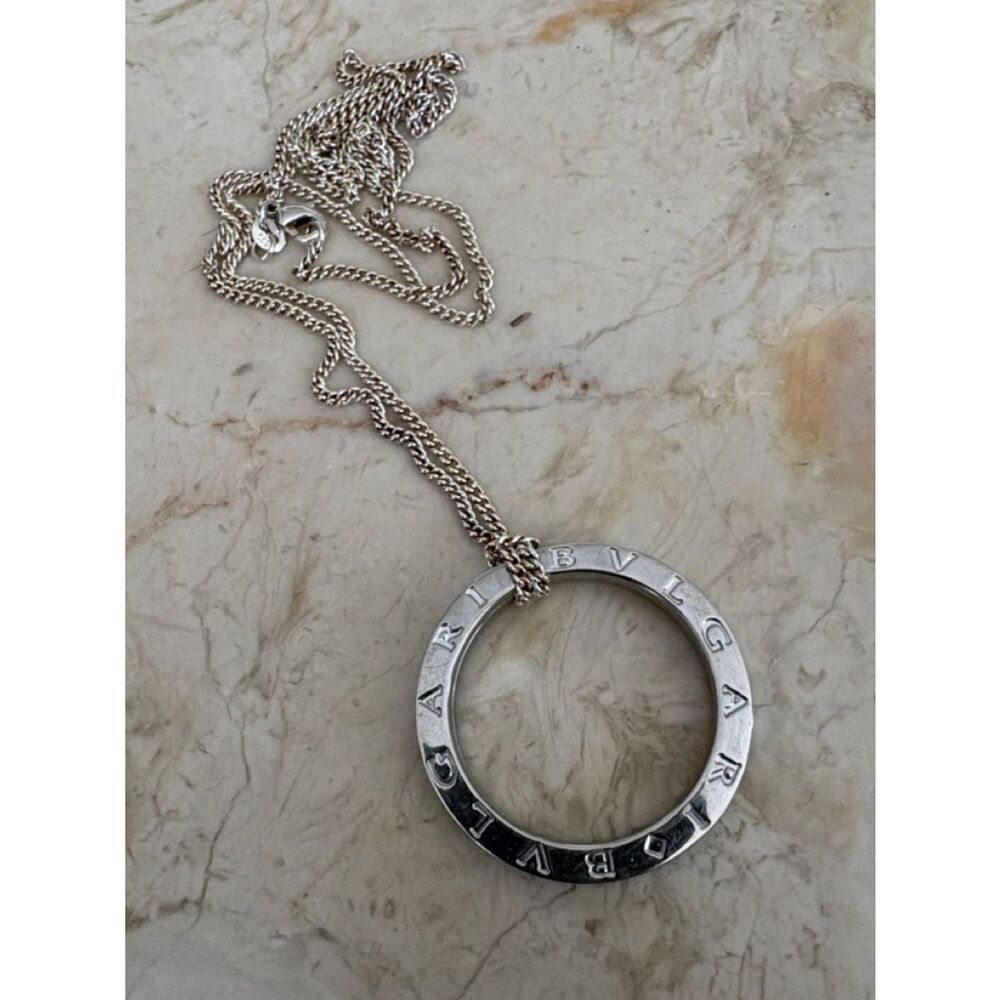 BVLGARI 925 Sterling Silver Key Ring / Pendant / 29.5” Sterling Chain